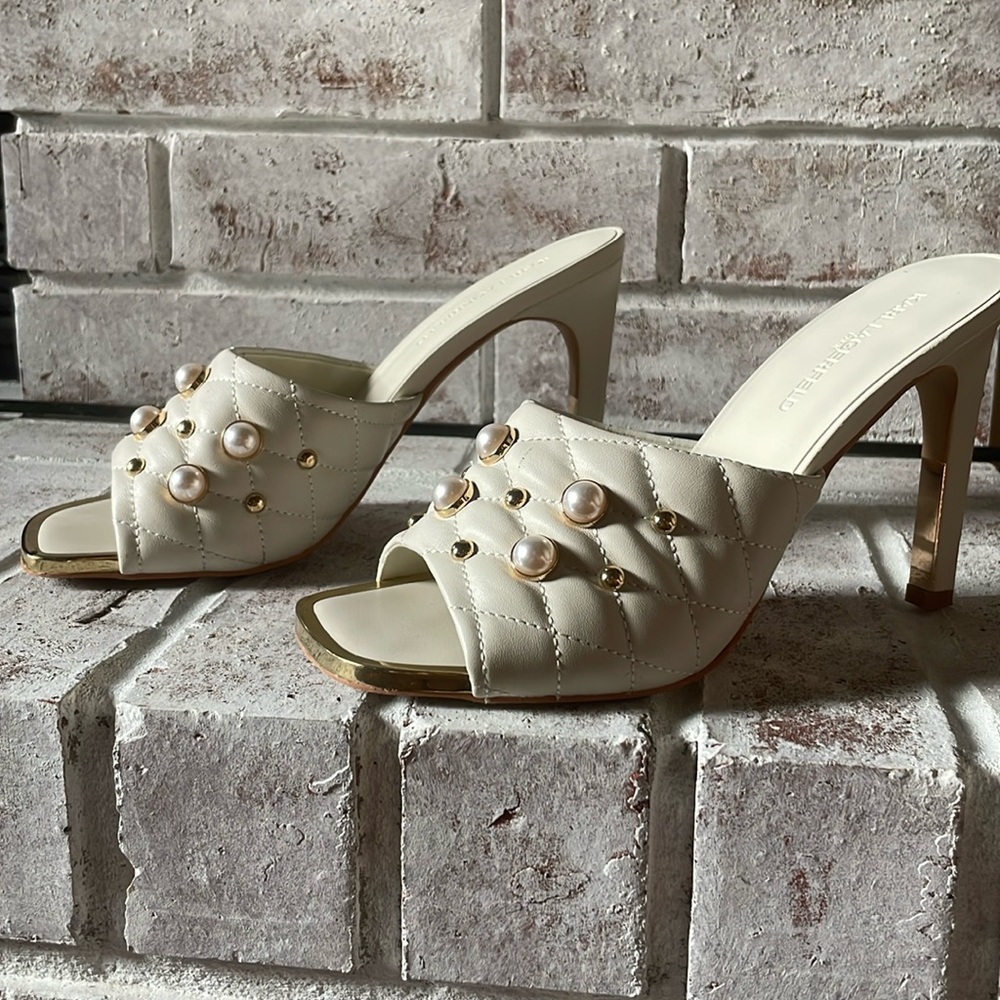 Beautiful Karl Lagerfeld Pearl Mules